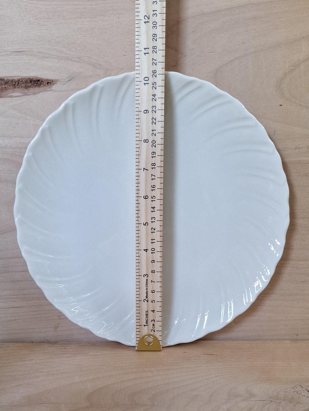 Vintage Lenox USA Sculpture swirl off-white dinner plate swirled rim - Picture 3 of 7